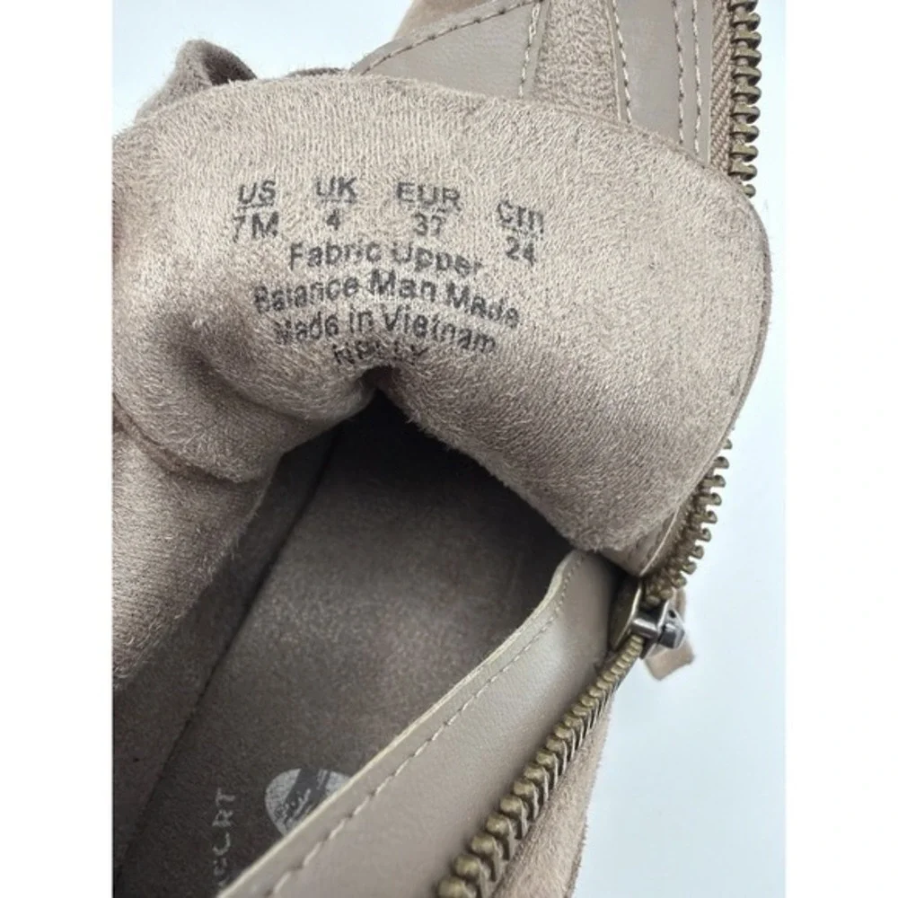 Dr. Scholl's Women's US 7 Suede Ankle Boots Taupe Lace-Up Side Zip Wedge.   1597